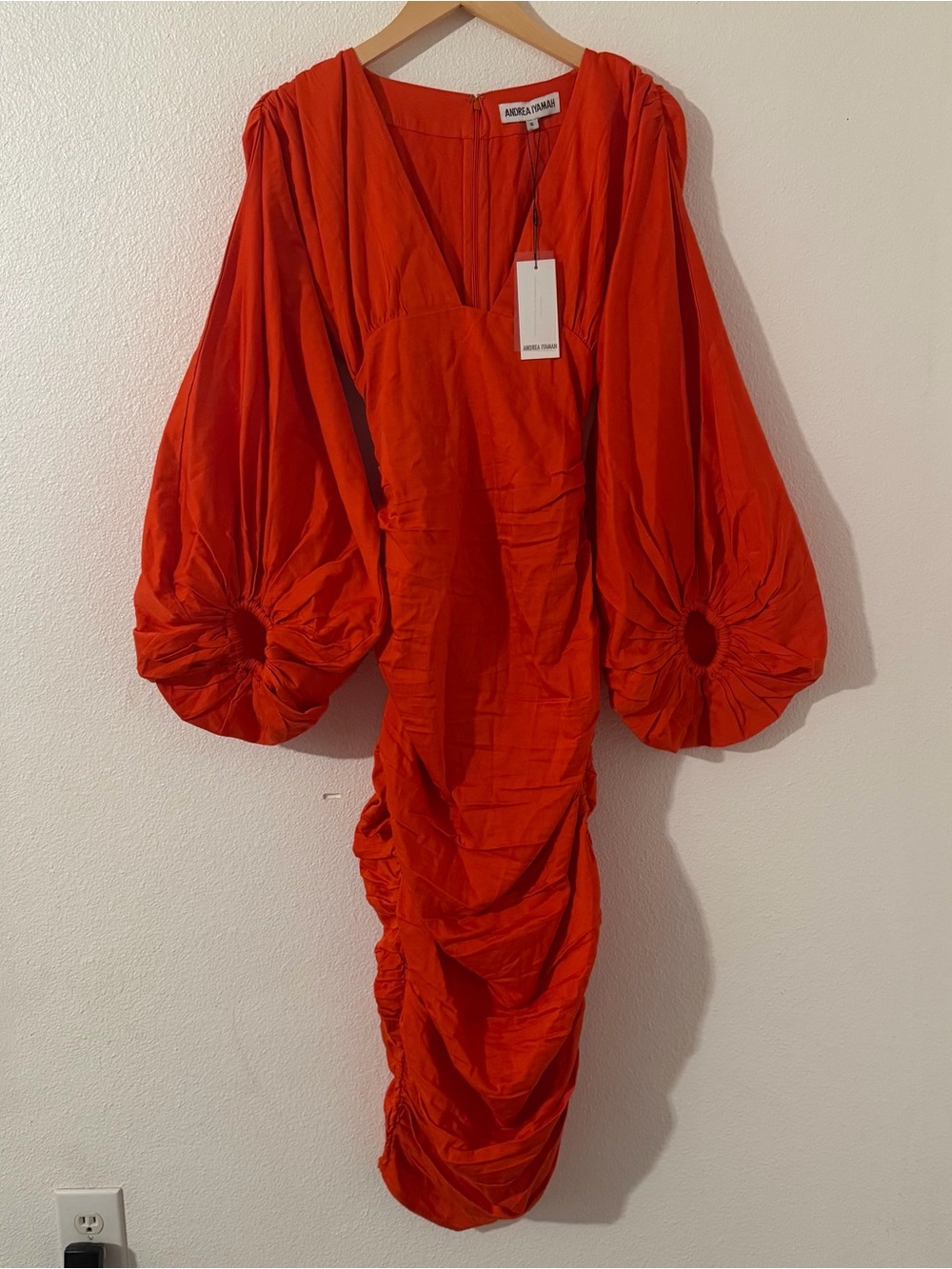 Andrea Iyamah Anida Cotton Bubble Sleeve Midi Dress Size 6 Avant Garde